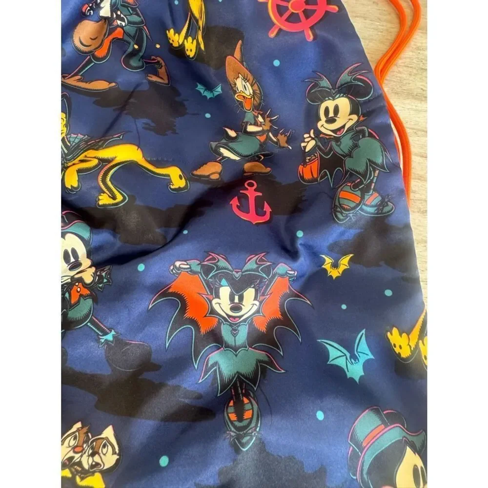 Disney cruise line Navy Halloween Character Drawstring Bag with Orange Cords